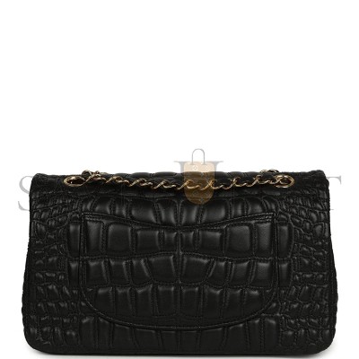 CHANEL MEDIUM CLASSIC CROC-EMBOSSED DOUBLE FLAP BAG (25.5*15.5*6.5cm)